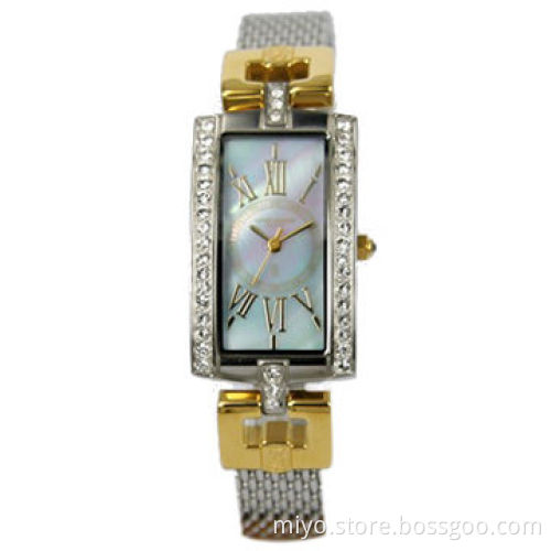 Classic Stainless Steel Ladies' Gift Watch with 2-tone Plating, MOP Dial and CE/RoHS Marks